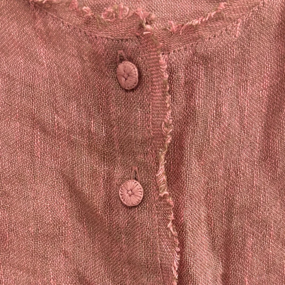 Eileen Fisher Dusty Rose Frayed Tank Top - Picture 3 of 4
